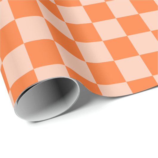 Retro Herbst Orange Tartan Kariert Geschenkpapier (Rolleneckpunkt)