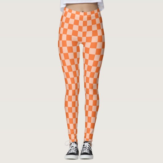 Retro Herbst Orange Tartan Kariert Leggings (Vorderseite)