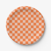 Retro Herbst Orange Tartan Kariert Pappteller (Vorderseite)