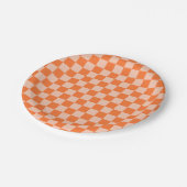Retro Herbst Orange Tartan Kariert Pappteller (Schrägansicht)