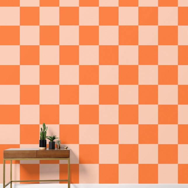 Retro Herbst Orange Tartan Kariert Tapete (Hausflur)