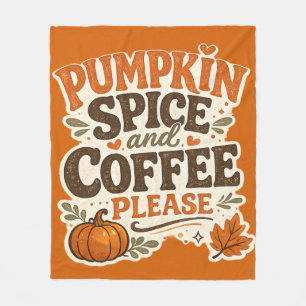 Retro Herbst Pumpkin Spice und Kaffee Bitte Fleecedecke