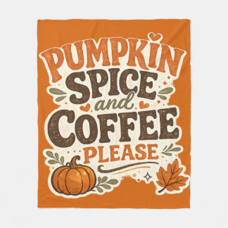 Retro Herbst Pumpkin Spice und Kaffee Bitte Fleecedecke