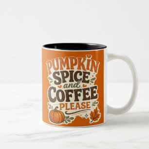 Retro Herbst Pumpkin Spice und Kaffee Bitte Zweifarbige Tasse
