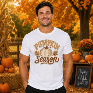 Retro Herbst Varsity Design Kürbis Saison Unisex T-Shirt