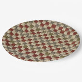 Retro-Herbstfarben Potholder Style Pappteller (Schrägansicht)