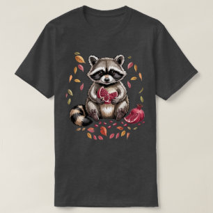 Retro-Herbstfrüchte Waschbär isst Granatapfel Au T-Shirt