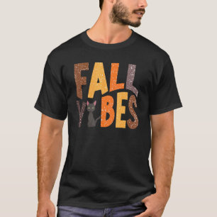 Retro Herbstgefühle Schwarze Katze Glücklicher Her T-Shirt