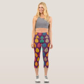 Retro-Herbstlaub Capri Leggings (Vorderseite)