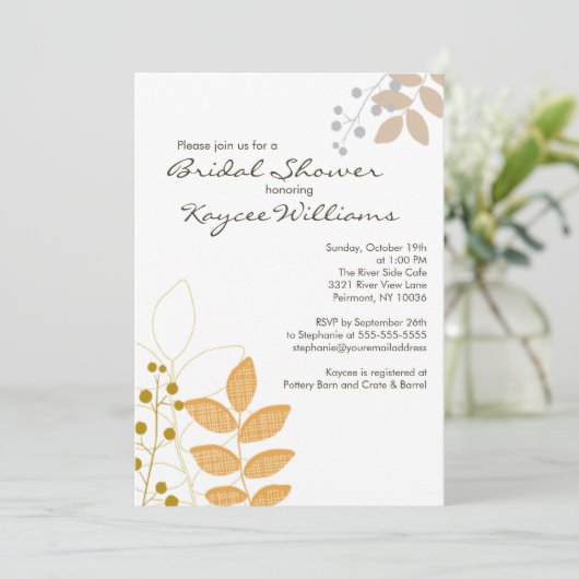 Retro Herbstlaub Herbstdusche Einladung (Stehend Vorderseite)