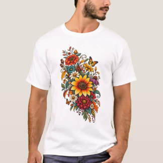 Retro-Herbstwildblumen T-Shirt