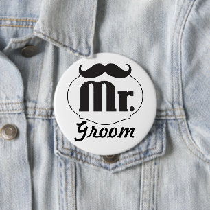 Retro Herr Bräutigam Hochzeitsabzeichen Button