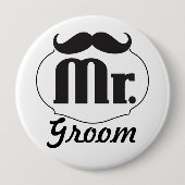 Retro Herr Bräutigam Hochzeitsabzeichen Button (Vorderseite)
