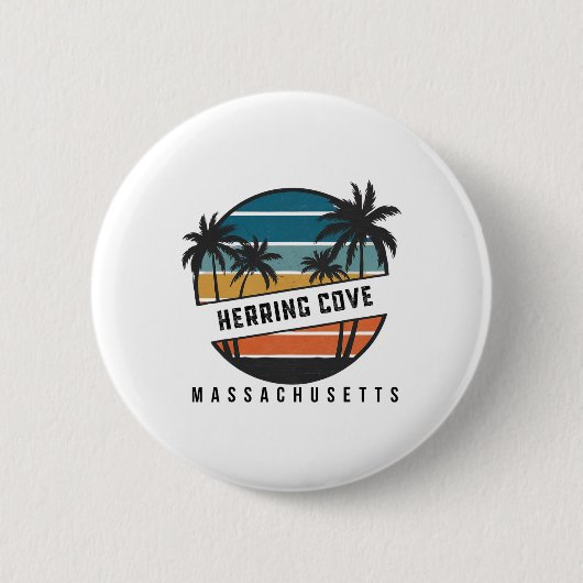 Retro Herring Cove Beach Machusetts Surfbrett Surf Button (Vorderseite)