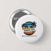 Retro Herring Cove Beach Machusetts Surfbrett Surf Button (Vorne & Hinten)