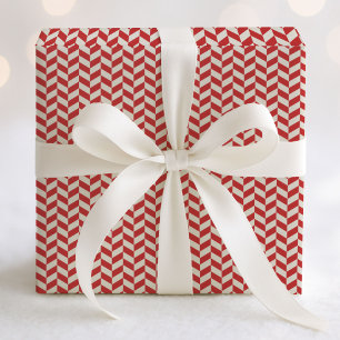 Retro Herringbone Chevrons Muster in Rot Geschenkpapier