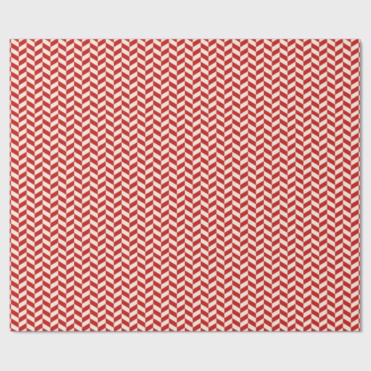 Retro Herringbone Chevrons Muster in Rot Geschenkpapier (Flach)