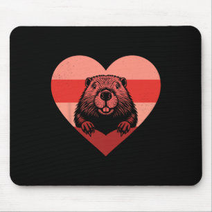 Retro Herz Biber Vintage Valentinstag Damen Herren Mousepad