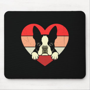 Retro-Herz Boston-Terrier-Hund Vintage-Valentinsta Mousepad