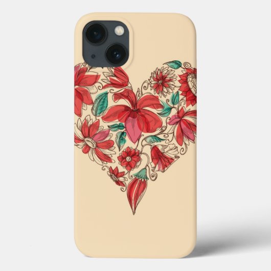 Retro Herz des Blumen-Liebesymbols Case-Mate iPhone Hülle (Rückseite)