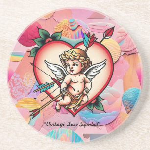Retro Herz mit Cupid Bow Getränkeuntersetzer