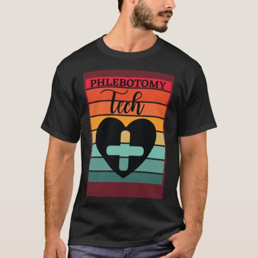 Retro Herz Phlebotomist Phlebotomie Tech Technicia T-Shirt (Vorderseite)