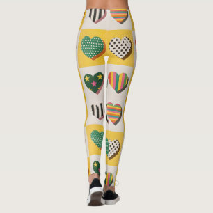 Retro-Herz-Raster Leggings