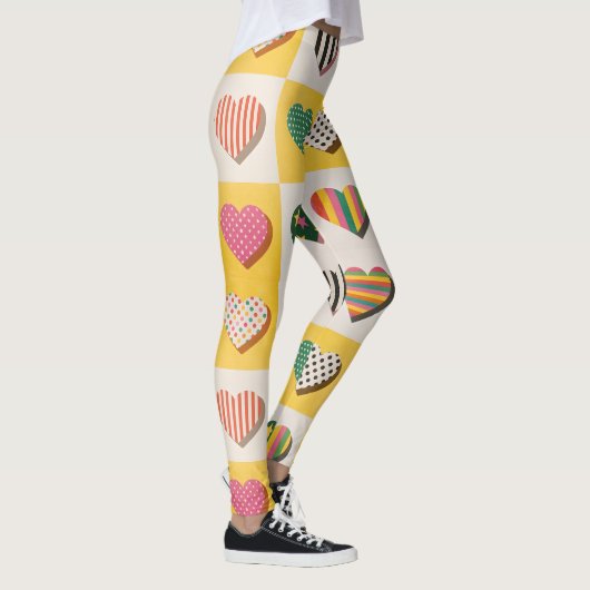 Retro-Herz-Raster Leggings (Rechts)