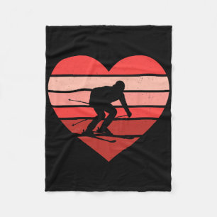 Retro-Herz Skifahren Ski Vintage Valentinstag Dame Fleecedecke