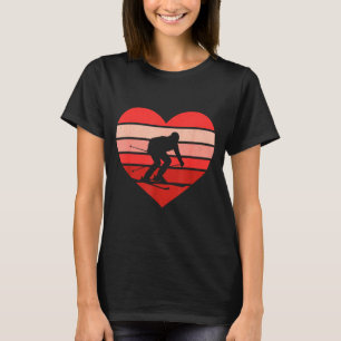 Retro-Herz Skifahren Ski vintage Valentinstag Dame T-Shirt