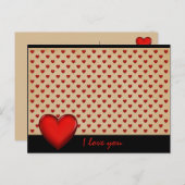 Retro-Herzen - Ich Liebe Sie * Postkarte (Vorne/Hinten)