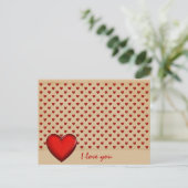 Retro-Herzen - Ich Liebe Sie Postkarte (Stehend Vorderseite)