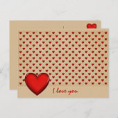 Retro-Herzen - Ich Liebe Sie Postkarte (Vorne/Hinten)
