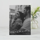 Retro-Herzen Schwarz-Weiß-Foto Moderne Hochzeit Save The Date (Stehend Vorderseite)