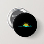 Retro Herzschlag Palme Trocal Strand Insel Button (Vorne & Hinten)