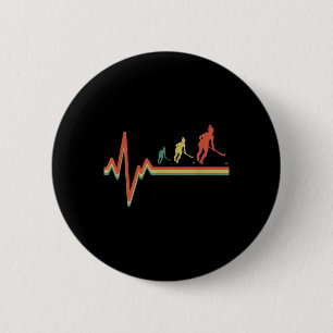 Retro Herzschlag Vintage Torwart Feldhockey Enthus Button