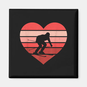 Retro Herzstück Skifahren Vintage Valentine Womens Magnet