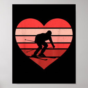 Retro Herzstück Skifahren Vintage Valentine Womens Poster