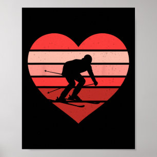 Retro Herzstück Skifahren Vintage Valentine Womens Poster