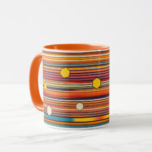 Retro Hexagon Stripes Tasse   Honigwabe