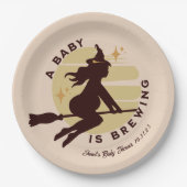 Retro Hexe Baby wird Baby-Dusche Pappteller (Vorderseite)