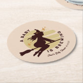 Retro Hexe Baby wird Baby-Dusche Runder Pappuntersetzer (Angewinkelt)