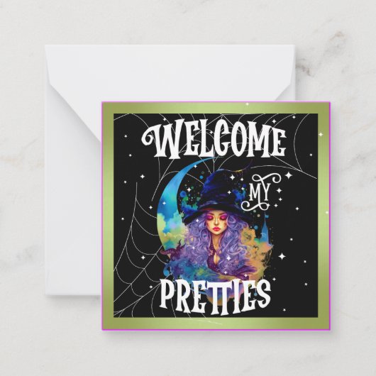 Retro Hexe Beauty Halloween Mitteilungskarte (Vorderseite)