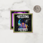 Retro Hexe Beauty Halloween Mitteilungskarte (Vorderseite/Rückseite Beispiel)