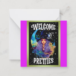 Retro Hexe Beauty Halloween Mitteilungskarte