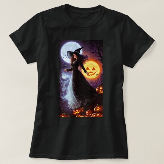 Retro Hexe Hallween T - Shirt (Design vorne)