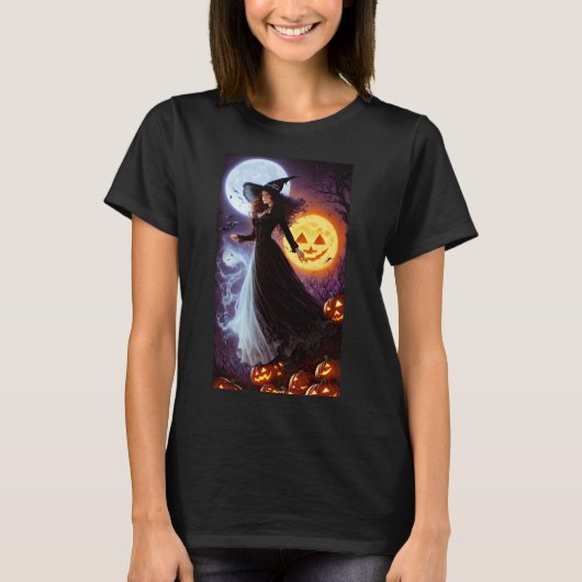 Retro Hexe Hallween T - Shirt (Vorderseite)