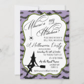 Retro Hexe Lila Halloween-Party einladen Einladung (Vorderseite)