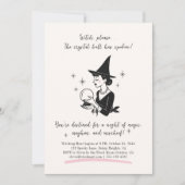 Retro Hexe mit Kristallball-Halloween-Party Einladung (Vorderseite)