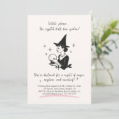 Retro Hexe mit Kristallball-Halloween-Party Einladung (Stehend Vorderseite)